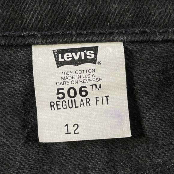 Vintage Levis 506 Denim Shorts Women 12 Black Regular High Waisted Cuffed Y2K - Picture 3 of 9